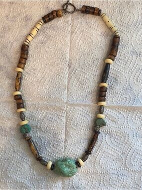 Turquoise and Brown Beaded Women’s Necklace - Natural Stone